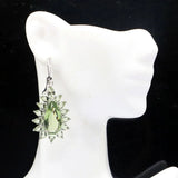 Beautiful Green Amethyst Pink Kunzite CZ Silver Earrings