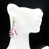 Beautiful Green Amethyst Pink Kunzite CZ Silver Earrings