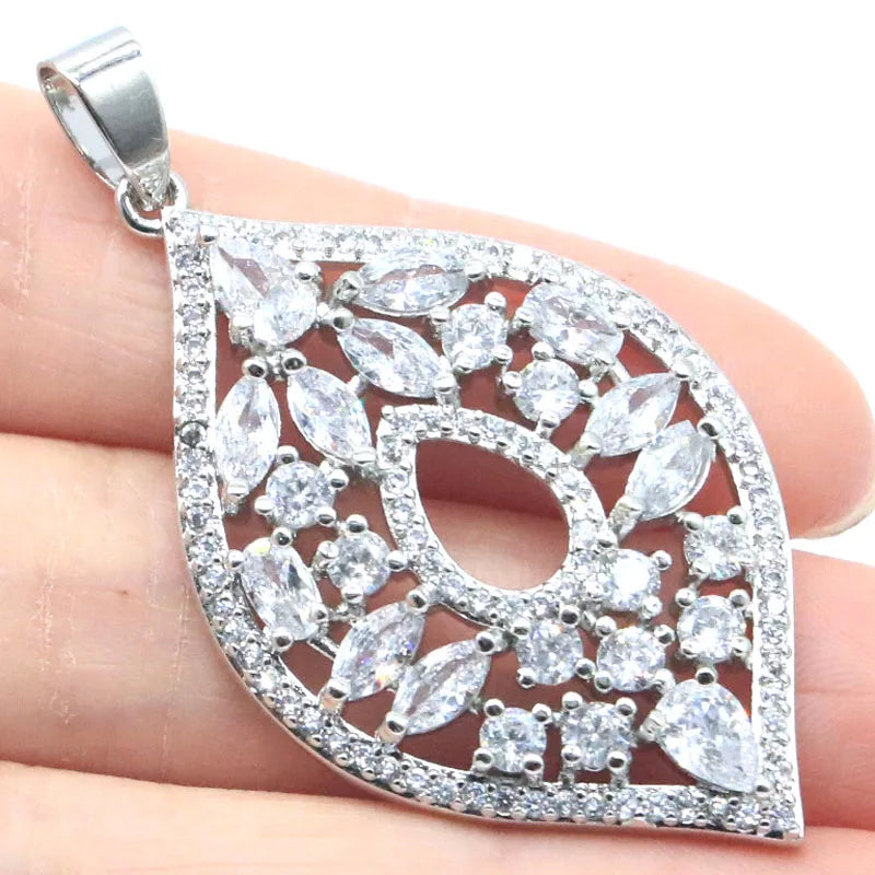 Big Pink Morganite Sapphire Silver Pendant for Mom Gift