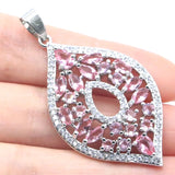 Big Pink Morganite Sapphire Silver Pendant for Mom Gift