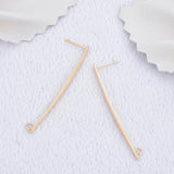 14K Plated Brass Long Pattern Stud Earrings for DIY Jewelry Making