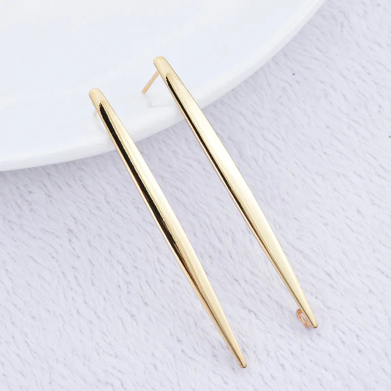 14K Plated Brass Long Pattern Stud Earrings for DIY Jewelry Making