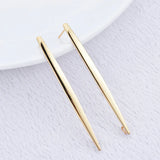 14K Plated Brass Long Pattern Stud Earrings for DIY Jewelry Making