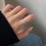 925 Silver Zircon Cross Adjustable Ring Religious Jewelry for Women