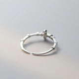 925 Silver Zircon Cross Adjustable Ring Religious Jewelry for Women
