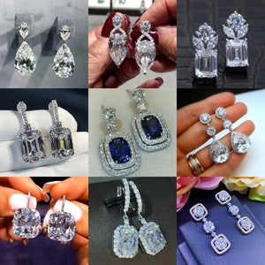 52 Styles Lab Moissanite Dangle Earring 925 Sterling Silver Bridal Gift