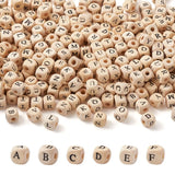 520pcs Wood Initial Letter Beads Cube for Jewelry Making