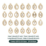 52pcs Rhinestone Alphabet A-Z Charms Golden Letter Alloy for DIY Jewelry Making