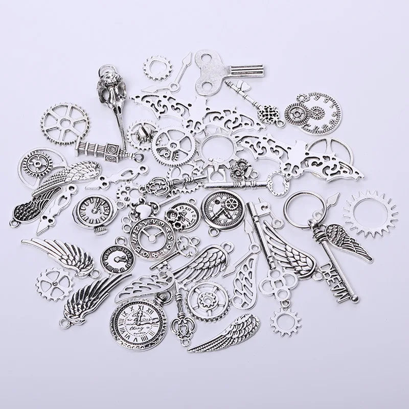 52pcs Vintage Metal Steampunk Charms Pendants DIY Accessories