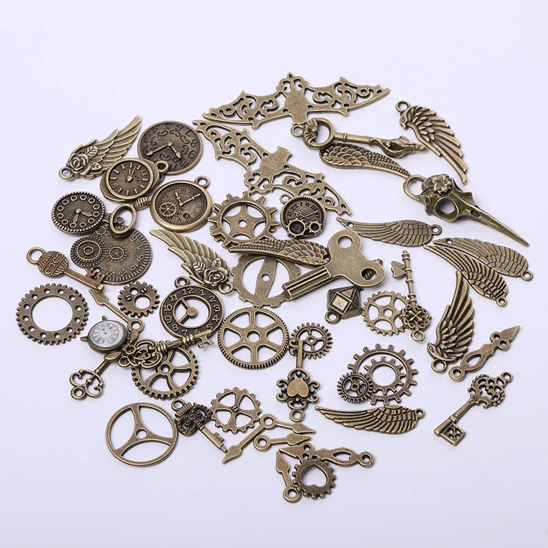 52pcs Vintage Metal Steampunk Charms Pendants DIY Accessories