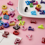 52pcs Mixed Zinc Alloy A Rhinestone Letter Slide Charms A~Z