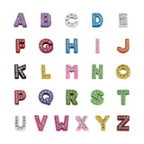 52pcs Mixed Zinc Alloy A Rhinestone Letter Slide Charms A~Z
