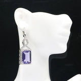 Delicate Tanzanite Purple Spinel CZ Wedding Silver Earrings