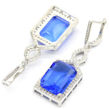 Delicate Tanzanite Purple Spinel CZ Wedding Silver Earrings