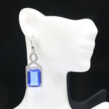 Delicate Tanzanite Purple Spinel CZ Wedding Silver Earrings