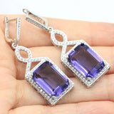 Delicate Tanzanite Purple Spinel CZ Wedding Silver Earrings