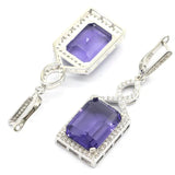 Delicate Tanzanite Purple Spinel CZ Wedding Silver Earrings