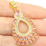 Pink Kunzite CZ Women Dating 14k Silver Pendant Earrings