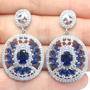 Tanzanite Pink Kunzite CZ Silver Earrings for Women Engagement