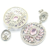 Tanzanite Pink Kunzite CZ Silver Earrings for Women Engagement
