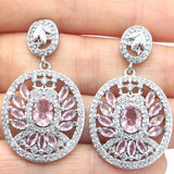 Tanzanite Pink Kunzite CZ Silver Earrings for Women Engagement