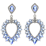 Big Drop Green Emerald CZ Women Wedding 925 Silver Earrings