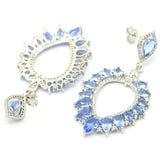 Big Drop Green Emerald CZ Women Wedding 925 Silver Earrings
