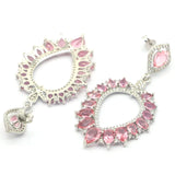 Gorgeous Pink Morganite CZ Women Wedding 925 Silver Earrings