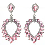 Gorgeous Pink Morganite CZ Women Wedding 925 Silver Earrings