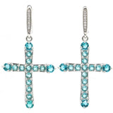 Green Tsavorite Garnet Aquamarine CZ 925 Silver Earrings