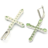 Green Tsavorite Garnet Aquamarine CZ 925 Silver Earrings