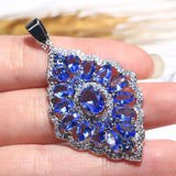 Pink Tourmaline Tanzanite CZ Silver Pendant