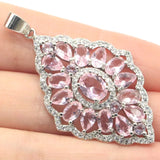 Pink Tourmaline Tanzanite CZ Silver Pendant
