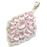 Pink Tourmaline Tanzanite CZ Silver Pendant