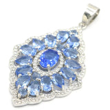 Pink Tourmaline Tanzanite CZ Silver Pendant