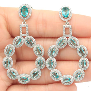 Delicate Aquamarine CZ Wedding Silver Earrings
