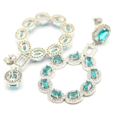 Delicate Aquamarine CZ Wedding Silver Earrings