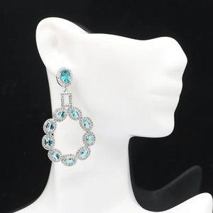 Delicate Aquamarine CZ Wedding Silver Earrings