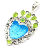 Special Goddess Face Turquoise Pink Morganite Aquamarine Peridot Pendant