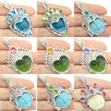 Special Goddess Face Turquoise Pink Morganite Aquamarine Peridot Pendant