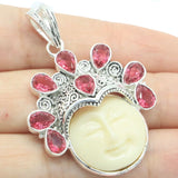 Special Goddess Face Turquoise Pink Morganite Aquamarine Peridot Pendant