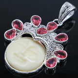 Special Goddess Face Turquoise Pink Morganite Aquamarine Peridot Pendant