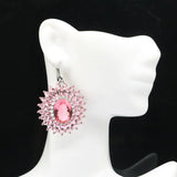 Deluxe 52x32mm Pink Morganite CZ Drop Earrings