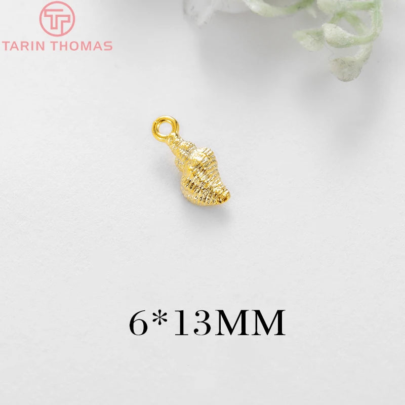 10PCS 6x13MM Brass Conch Pendants Charms High Diy Jewelry Findings