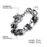 53g 316L Stainless Steel Biker Skull Bracelet 8mm 8.26'' XMAS