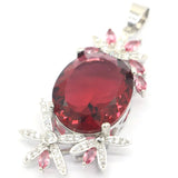 Delicate Pink Raspberry Rhodolite Garnet CZ Silver Pendant
