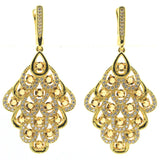 Delicate Golden Citrine CZ Silver Earrings Pendant Set