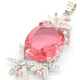 Gorgeous Pink Morganite CZ Women Dating Silver Pendant