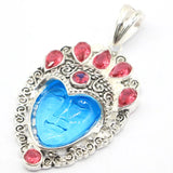 Egypt Goddess Aqua Quartz Face Rhodolite Garnet Silver Pendant