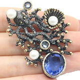 Neo-Gothic Octopus Pendant with Ruby, Tanzanite, Morganite, Pearl